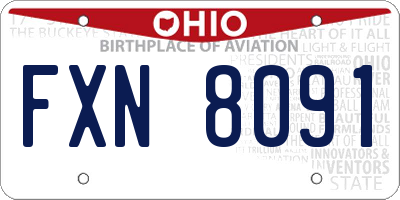 OH license plate FXN8091