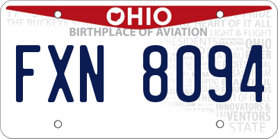 OH license plate FXN8094