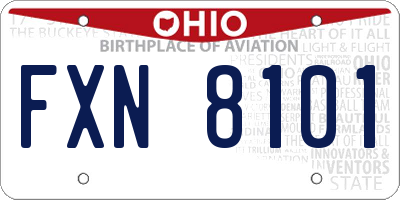 OH license plate FXN8101