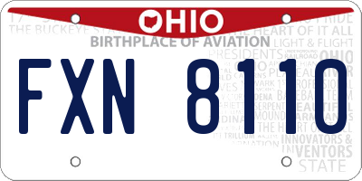 OH license plate FXN8110