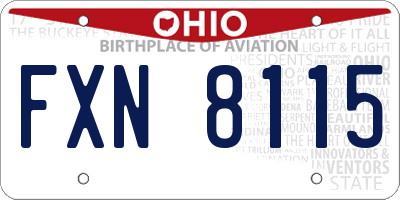 OH license plate FXN8115