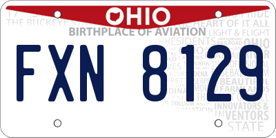 OH license plate FXN8129
