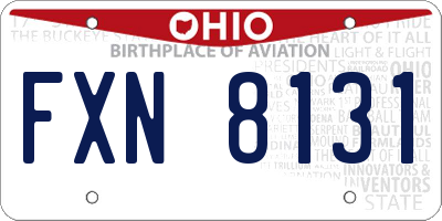 OH license plate FXN8131