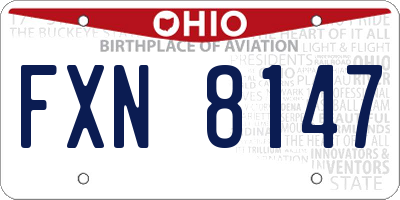 OH license plate FXN8147