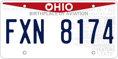 OH license plate FXN8174