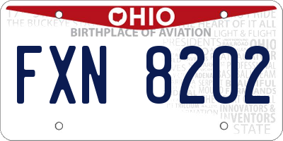 OH license plate FXN8202
