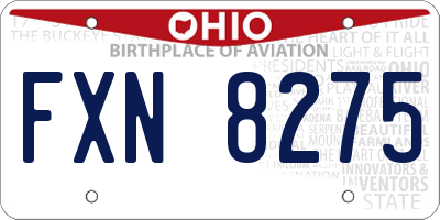 OH license plate FXN8275