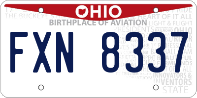 OH license plate FXN8337