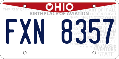OH license plate FXN8357