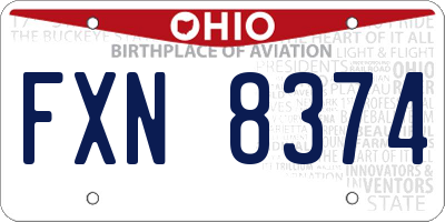 OH license plate FXN8374