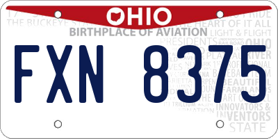 OH license plate FXN8375