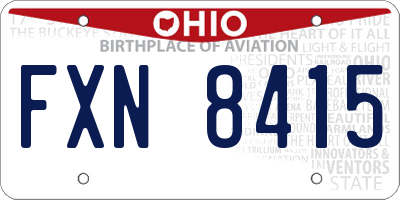 OH license plate FXN8415
