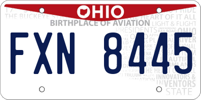 OH license plate FXN8445