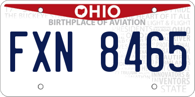 OH license plate FXN8465