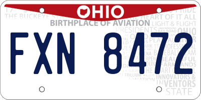OH license plate FXN8472