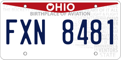OH license plate FXN8481