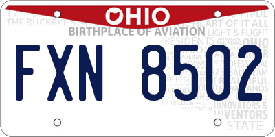 OH license plate FXN8502