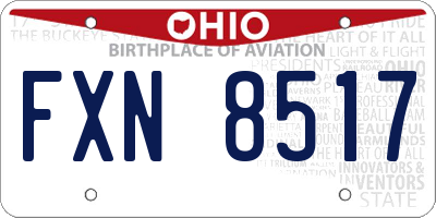 OH license plate FXN8517