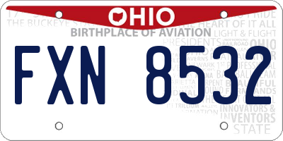 OH license plate FXN8532
