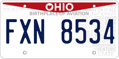 OH license plate FXN8534