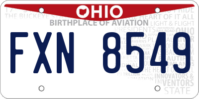 OH license plate FXN8549