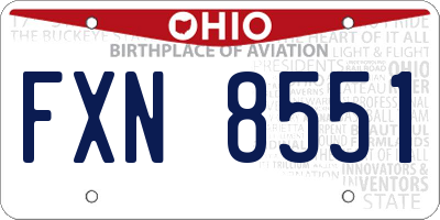 OH license plate FXN8551