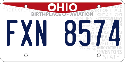 OH license plate FXN8574