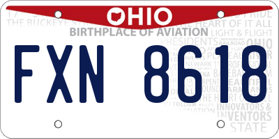 OH license plate FXN8618