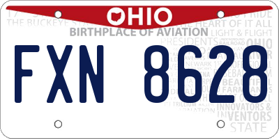 OH license plate FXN8628