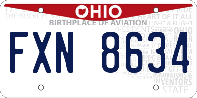 OH license plate FXN8634