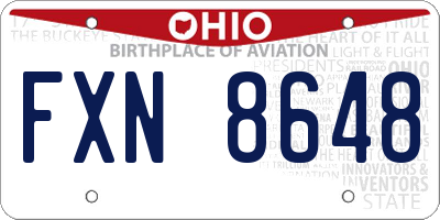 OH license plate FXN8648