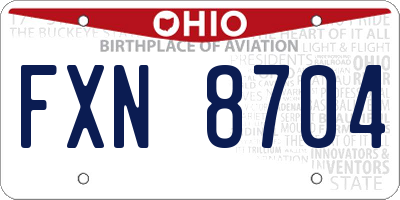 OH license plate FXN8704