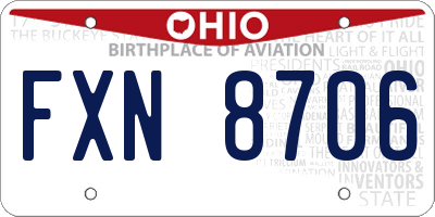 OH license plate FXN8706