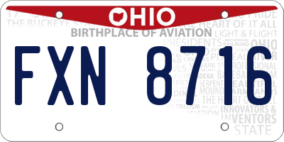 OH license plate FXN8716