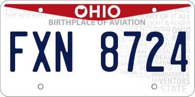 OH license plate FXN8724