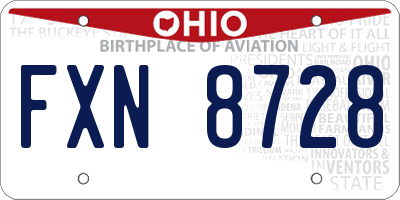 OH license plate FXN8728