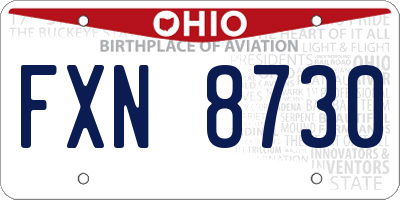 OH license plate FXN8730