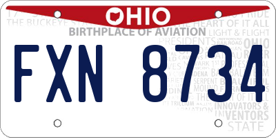 OH license plate FXN8734