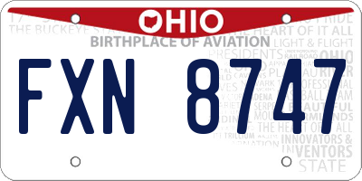 OH license plate FXN8747