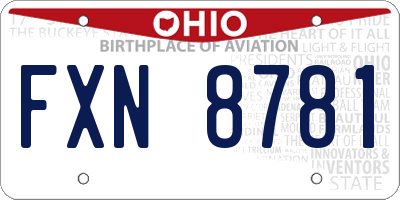OH license plate FXN8781