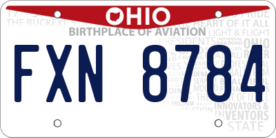 OH license plate FXN8784