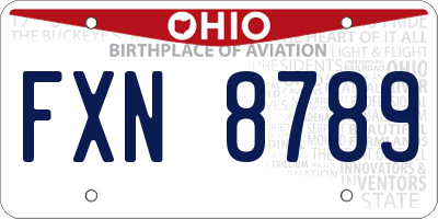 OH license plate FXN8789