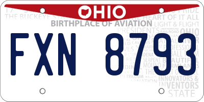OH license plate FXN8793