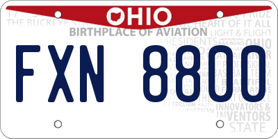 OH license plate FXN8800