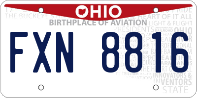 OH license plate FXN8816