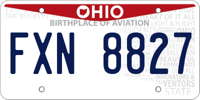 OH license plate FXN8827
