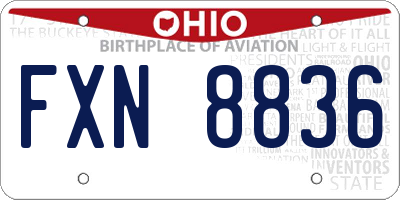 OH license plate FXN8836