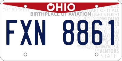 OH license plate FXN8861