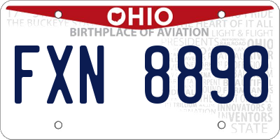 OH license plate FXN8898