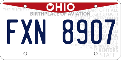 OH license plate FXN8907